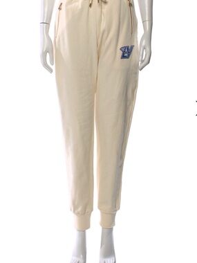 Louis Vuitton Cream Elastic Waist Jogger Pants with Blue LV Patch